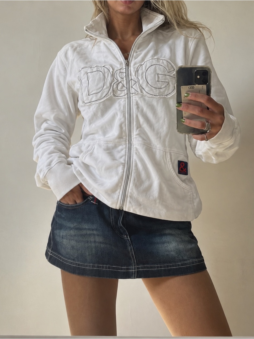 D&G White Zip Jacket Size XS-S
